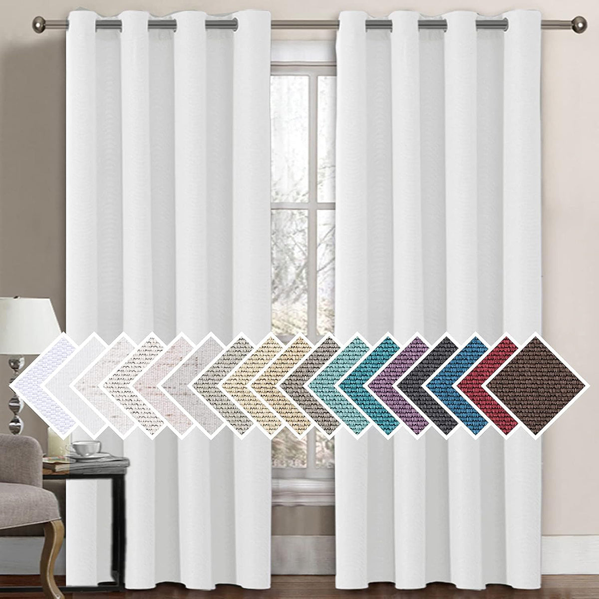 Faux Linen Blackout Thermal Insulated Grommet Curtain