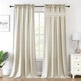 H.VERSAILTEX Sheer Curtains 84 inches Long Non-See-Through Farmhouse Curtains for Living Room Light Filtering Semi Sheer Panels for Bedroom Privacy Window Drapes 2 Panels Rod Pocket, Beige