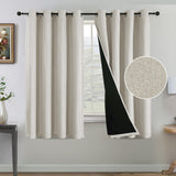 H.VERSAILTEX Farmhouse Boho Curtains for Living Room, 90% Blackout Drapes for Bedroom Energy Efficient, 96 Inch Long Windows Grommet Curtains, Burlap Textured 2 Panels, W52 x L96in, Heather Ivory