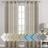 Natural Linen Semi Sheer Curtains Grommet Soft Privacy Drapes