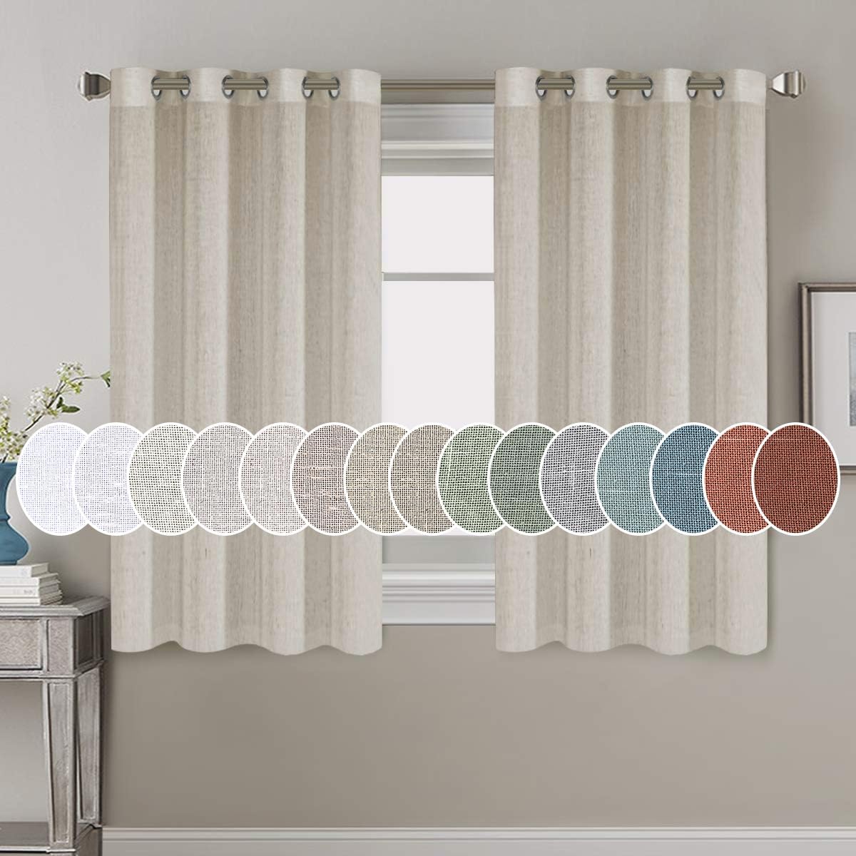 Light Filtering Linen Textured Curtains Grommet Curtains
