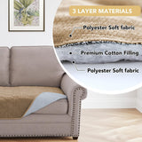 H.VERSAILTEX Couch Cover Chenille Pet Fuzzy Sofa Covers for 3 Cushion Couch Anti Slip Washable Sofa Slipcovers with Strap Soft Couch Protector Cover for Dogs Cats Kids(36" x 74",Khaki)