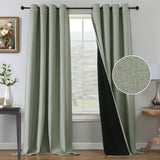H.VERSAILTEX Farmhouse Boho Curtains for Living Room, 90% Blackout Drapes for Bedroom Energy Efficient, 96 Inch Long Windows Grommet Curtains, Burlap Textured 2 Panels, W52 x L96in, Heather Ivory