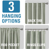 100% Blackout Curtains for Bedroom Faux Linen Texture Thermal Back Tab/Rod Pocket/Hook Belt Draperies 2 Panels