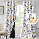H.VERSAILTEX 100% Blackout Curtains for Living Room Camellia Floral Thermal Insulated Grommet Window Drapes 2 Panels