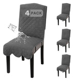 H.VERSAILTEX 100% Waterproof Dining Chair Covers Set of 6 Teddy Fleece Kitchen Chair Covers Parson Chair Slipcovers for Kitchen Dining Room, Charcoal