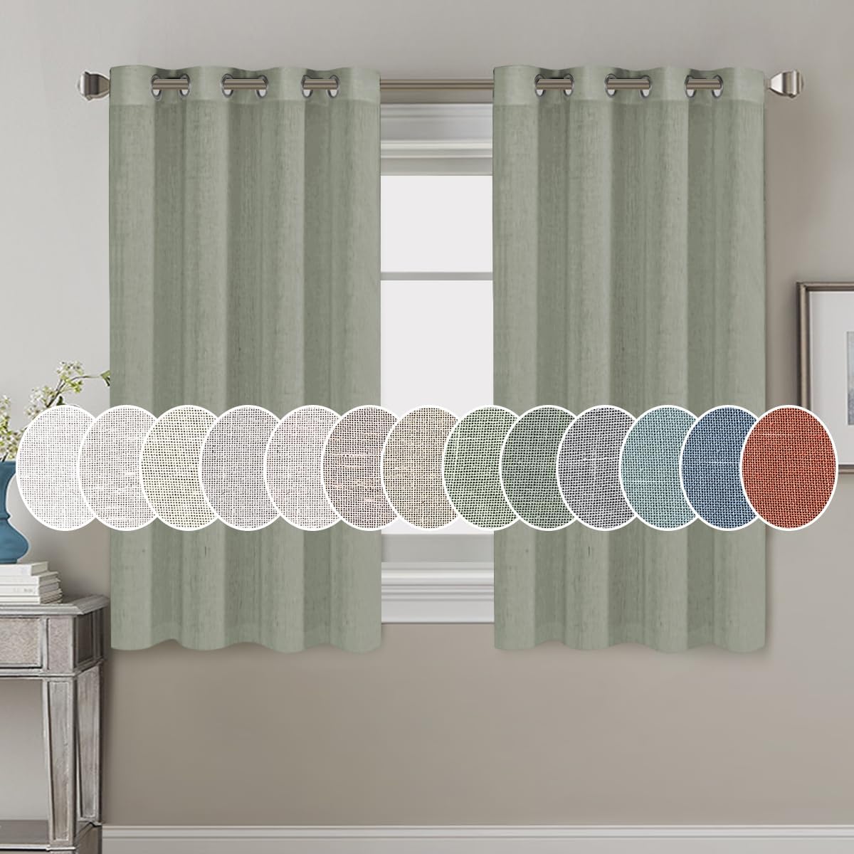 Light Filtering Linen Textured Curtains Grommet Curtains