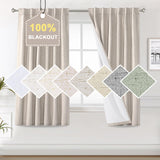 100% Blackout Curtains for Bedroom Faux Linen Texture Thermal Back Tab/Rod Pocket/Hook Belt Draperies 2 Panels