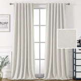 H.VERSAILTEX 100% Blackout Linen Look Curtains for Bedroom Double Face Linen Back Tab Loop Pocket Textured Burlap 2 Panels