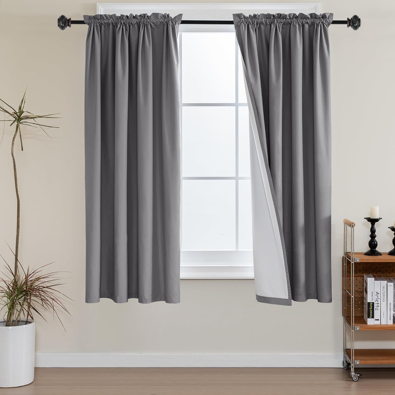 100% Blackout White Liners Window Rod Pocket Curtains