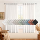 H.VERSAILTEX Natural Linen Curtains 63 inches Long for Living Room 2 Panels Back Tab Loop Pocket Textured Light Filtering Semi Sheer Curtains Rustic Farmhouse Boho Curtain for Bedroom, Sea Grass