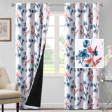 H.VERSAILTEX 100% Blackout Curtains for Living Room Camellia Floral Thermal Insulated Grommet Window Drapes 2 Panels