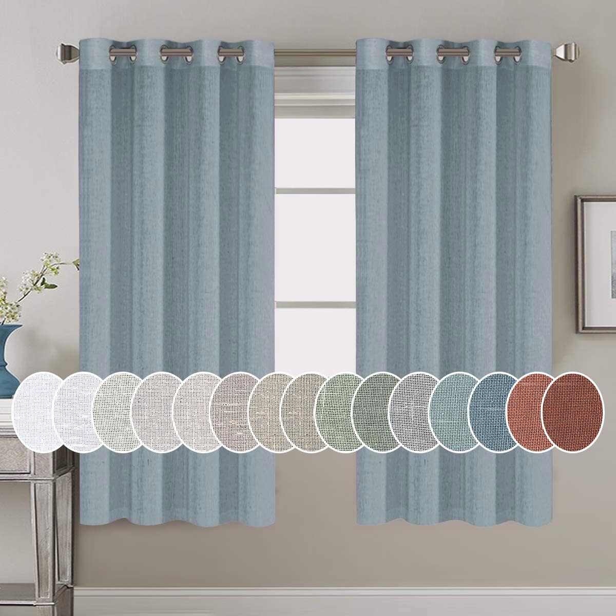 Light Filtering Linen Textured Curtains Grommet Curtains