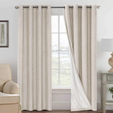 Linen Blackout Thermal Insulated  White Liner Grommet Top Curtains
