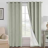 Linen Blackout Thermal Insulated  White Liner Grommet Top Curtains