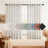 H.VERSAILTEX Natural Linen Curtains 63 inches Long for Living Room 2 Panels Back Tab Loop Pocket Textured Light Filtering Semi Sheer Curtains Rustic Farmhouse Boho Curtain for Bedroom, Sea Grass