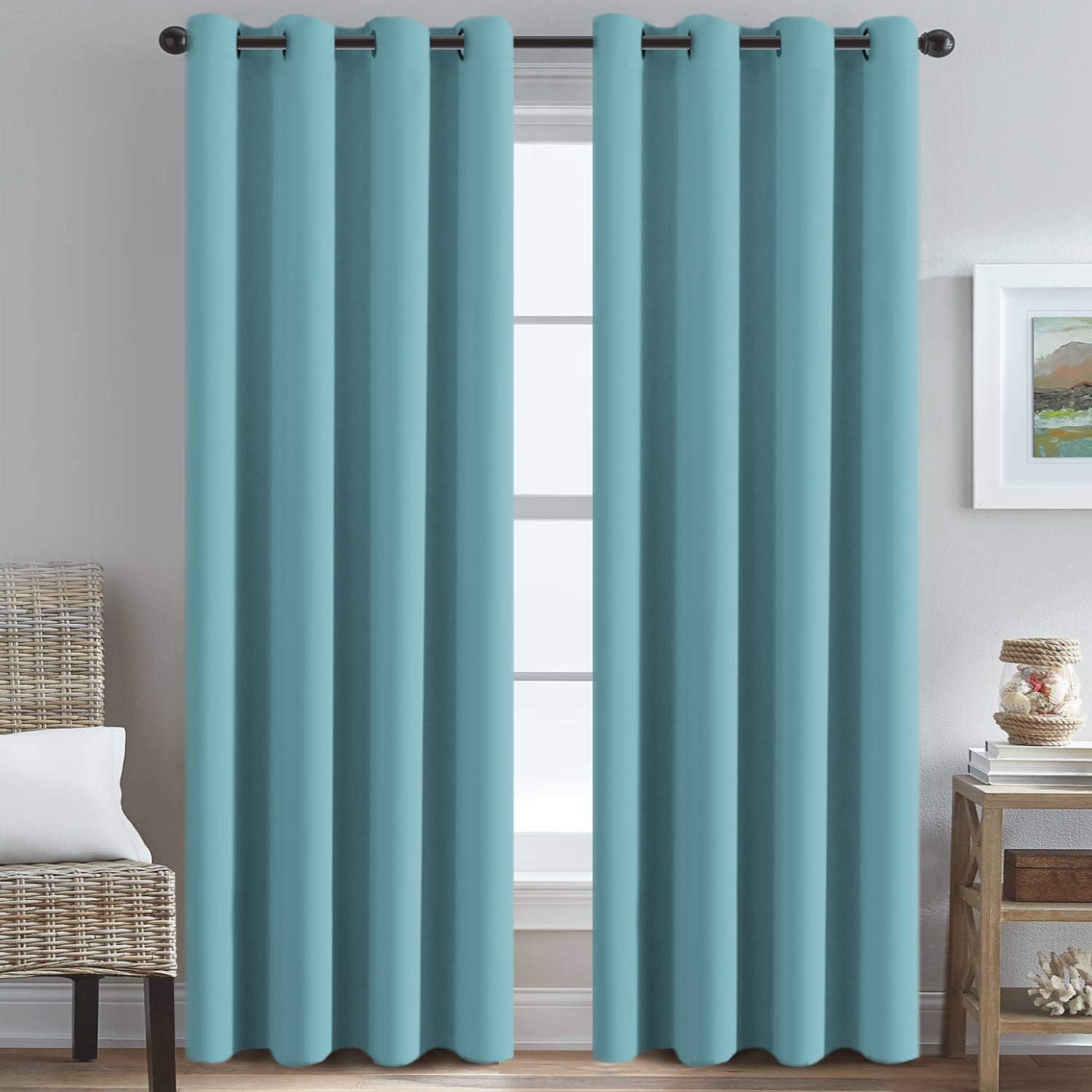 Blackout Curtains Thermal Insulated Grommet Top Solid Color Curtains