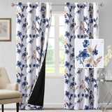 H.VERSAILTEX 100% Blackout Curtains for Living Room Camellia Floral Thermal Insulated Grommet Window Drapes 2 Panels