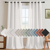H.VERSAILTEX Natural Linen Curtains 63 inches Long for Living Room 2 Panels Back Tab Loop Pocket Textured Light Filtering Semi Sheer Curtains Rustic Farmhouse Boho Curtain for Bedroom, Sea Grass