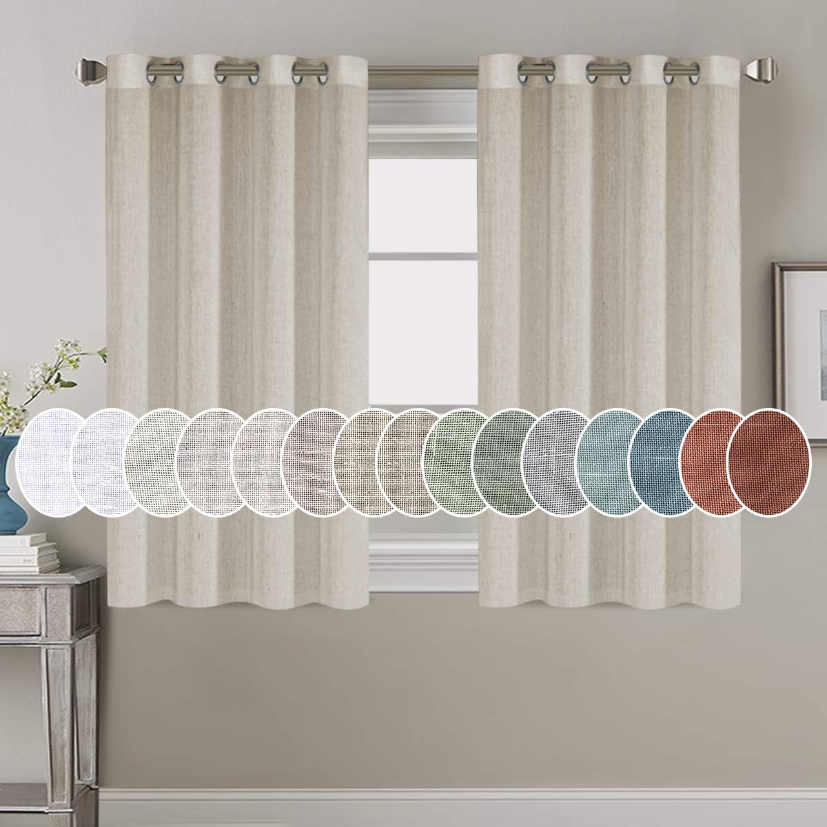 Light Filtering Linen Textured Curtains Grommet Curtains