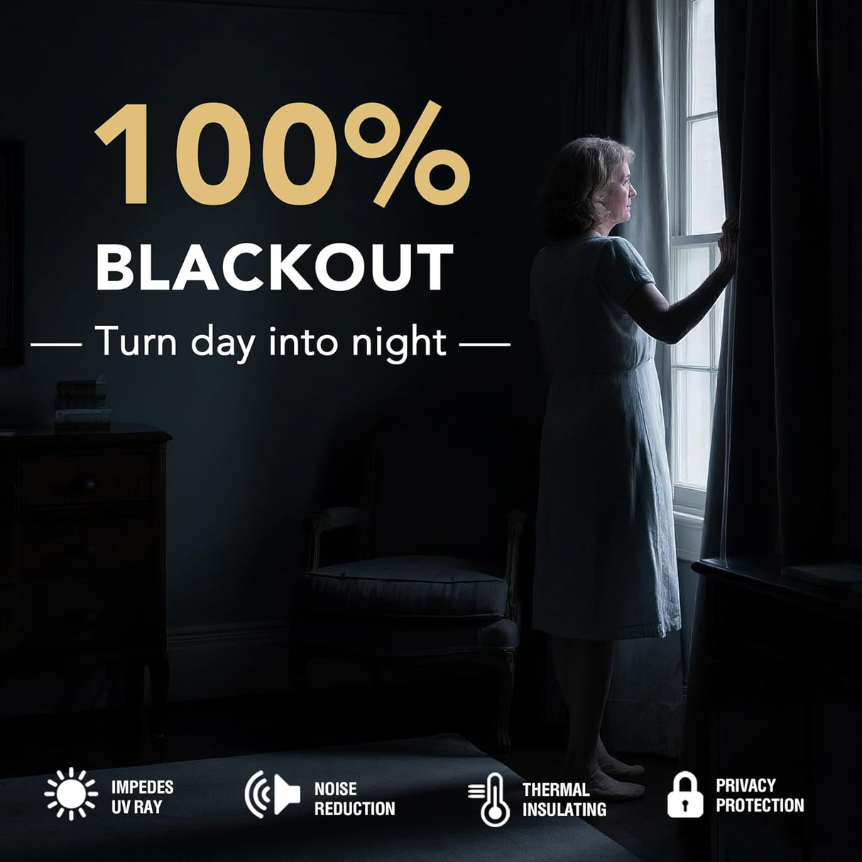 H.VERSAILTEX 100% Blackout Curtains – Back Tab Thermal Insulated Window Drapes, Set of 2