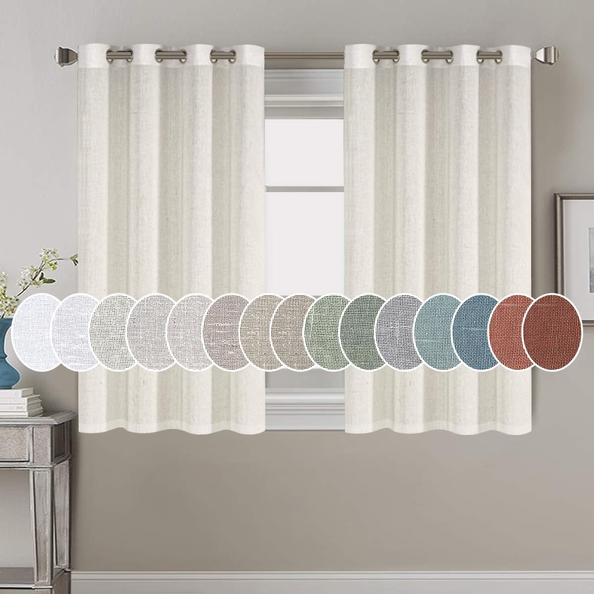 Light Filtering Linen Textured Curtains Grommet Curtains