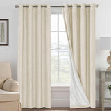 Linen Blackout Thermal Insulated  White Liner Grommet Top Curtains