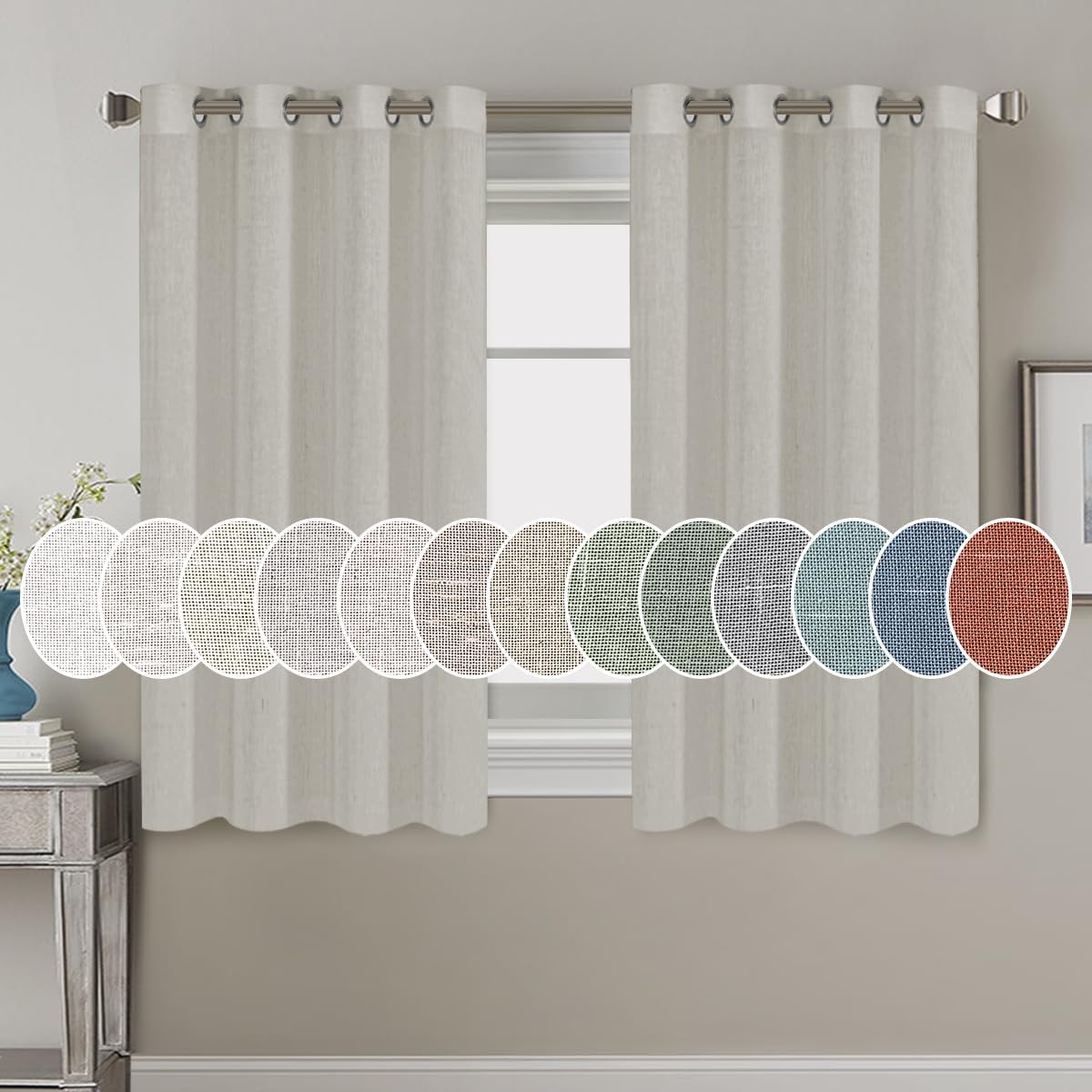Light Filtering Linen Textured Curtains Grommet Curtains