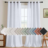 H.VERSAILTEX Natural Linen Curtains 63 inches Long for Living Room 2 Panels Back Tab Loop Pocket Textured Light Filtering Semi Sheer Curtains Rustic Farmhouse Boho Curtain for Bedroom, Sea Grass