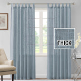 H.VERSAILTEX Linen Natural Linen Blended Curtains for Living Room Burlap Linen Textured Tab Top Curtain Energy Efficient Light Filtering Curtains (Set of 2, 52" x 84", Stone Blue)