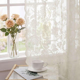 H.VERSAILTEX Cream Beige Lace Curtains 84 Inches Long 2 Panels, Rod Pocket
