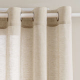 H.VERSAILTEX Farmhouse Natural Linen Sheer Curtains Flax Linen Blended Semi-Sheer Soft Grommet Drapes Set of 2 Panels for Bedroom , 52"x 96" ,Natural