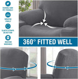 H.VERSAILTEX Slipcover Stretch Electric Power Lift Recliner Chair Cover with Side Pocket, Soft Thick Jacquard(Single Seat, Grey)