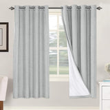 Linen Blackout Thermal Insulated  White Liner Grommet Top Curtains