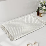 H.VERSAILTEX Waffle Boho Bath Mat – Super Absorbent, Non-Slip & Quick Dry