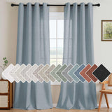 H.VERSAILTEX Natural Linen Curtains 63 inches Long for Living Room 2 Panels Back Tab Loop Pocket Textured Light Filtering Semi Sheer Curtains Rustic Farmhouse Boho Curtain for Bedroom, Sea Grass