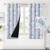 H.VERSAILTEX 100% Blackout Curtains for Living Room Camellia Floral Thermal Insulated Grommet Window Drapes 2 Panels