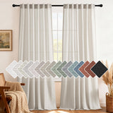 H.VERSAILTEX Natural Linen Curtains 63 inches Long for Living Room 2 Panels Back Tab Loop Pocket Textured Light Filtering Semi Sheer Curtains Rustic Farmhouse Boho Curtain for Bedroom, Sea Grass