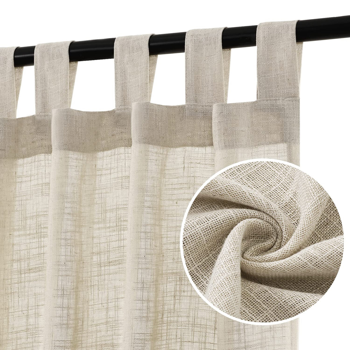 H.VERSAILTEX Linen Natural Linen Blended Curtains for Living Room Burlap Linen Textured Tab Top Curtain Energy Efficient Light Filtering Curtains (Set of 2, 52" x 84", Stone Blue)
