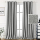 H.VERSAILTEX 100% Blackout Linen Look Curtains for Bedroom Double Face Linen Back Tab Loop Pocket Textured Burlap 2 Panels