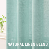 H.VERSAILTEX Linen Sheer Curtains 84 Inch Length Semi Sheer Curtains for Living Room Light Filtering Curtains, 2 Panels (52" W x 84" L, Sea Mist)