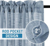 H.VERSAILTEX Linen Blended Curtains 84 Inches Long for Living Room and Bedroom - Light Filtering Rod Pocket, Burlap Textured, 2 Panel Sets, Stone Blue