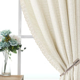 H.VERSAILTEX Boho Linen Curtains for Living Room Linen Textured Bedroom Curtain Light Filtering Back Tab, 52 x 84 inches Long, White, Set of 2 Panels