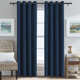 H.VERSAILTEX Grommet Natural Linen Textured Kitchen Curtains 45 inch Length, Thick Faux Linen Room Darkening Window Treatment Set for Farmhouse/Bedroom 52W x 45L,2 Panels,Heather Aqua