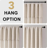 H.VERSAILTEX Linen Curtains with Attached Valance 95 Inch Length for Living Room Boho Window Drapes 2 Panels Set for Farmhouse Semi-Sheer Treatments Rod Pocket/Ring Top for Bedroom 52 x 95 Inch, Linen