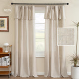 H.VERSAILTEX Linen Curtains with Attached Valance 95 Inch Length for Living Room Boho Window Drapes 2 Panels Set for Farmhouse Semi-Sheer Treatments Rod Pocket/Ring Top for Bedroom 52 x 95 Inch, Linen