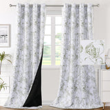 H.VERSAILTEX 100% Blackout Curtains for Living Room Camellia Floral Thermal Insulated Grommet Window Drapes 2 Panels