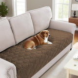 H.VERSAILTEX Couch Cover Chenille Pet Fuzzy Sofa Covers for 3 Cushion Couch Anti Slip Washable Sofa Slipcovers with Strap Soft Couch Protector Cover for Dogs Cats Kids(36" x 74",Khaki)