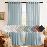 H.VERSAILTEX Natural Linen Curtains 63 inches Long for Living Room 2 Panels Back Tab Loop Pocket Textured Light Filtering Semi Sheer Curtains Rustic Farmhouse Boho Curtain for Bedroom, Sea Grass