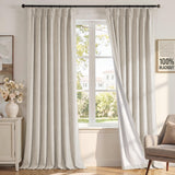 H.VERSAILTEX Ivory Pinch Pleated 100% Blackout Curtains 84 Inches Long